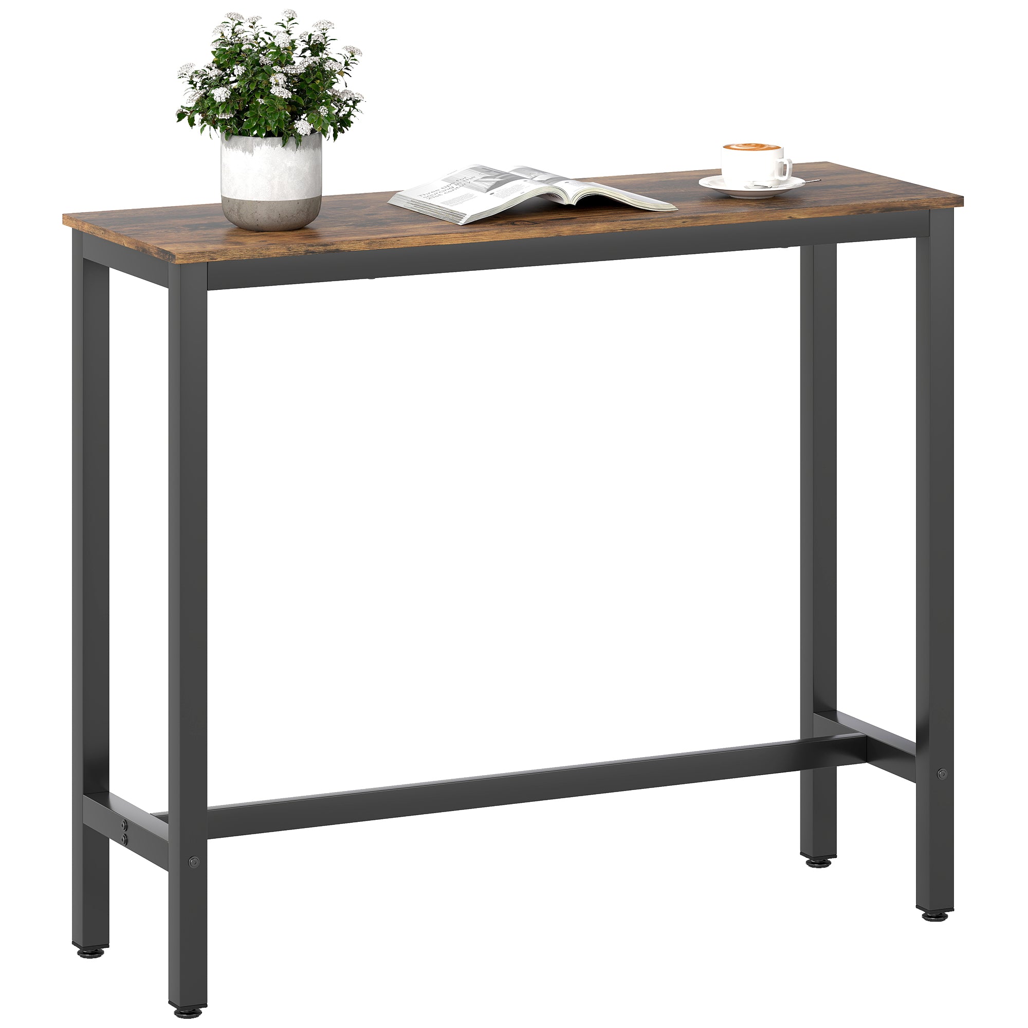 Bar Table Breakfast Dining Coffee Table W/ Adjustable Footpads