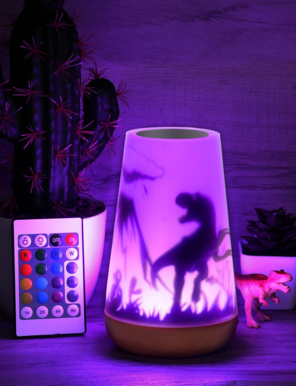 Dinosaur Night Light Kids, Touch Remote Control 16 Colors | USB Rechargeable Bedside Lamp, Timer, Girls Baby Kids Bedroom Décor, Cute Birthday Gift Girls Boys