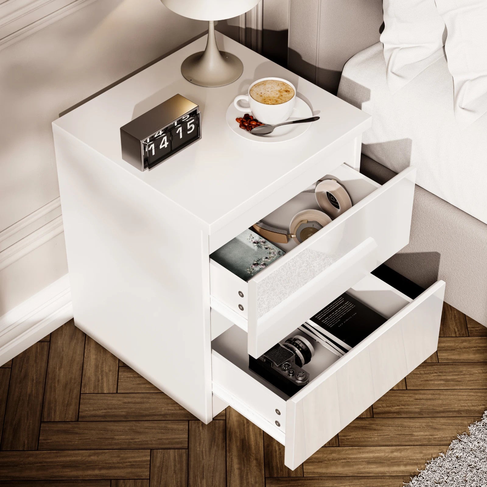 High Gloss Chest of Drawers Bedside Cabinet Tall Wide Storage Bedroom Furniture