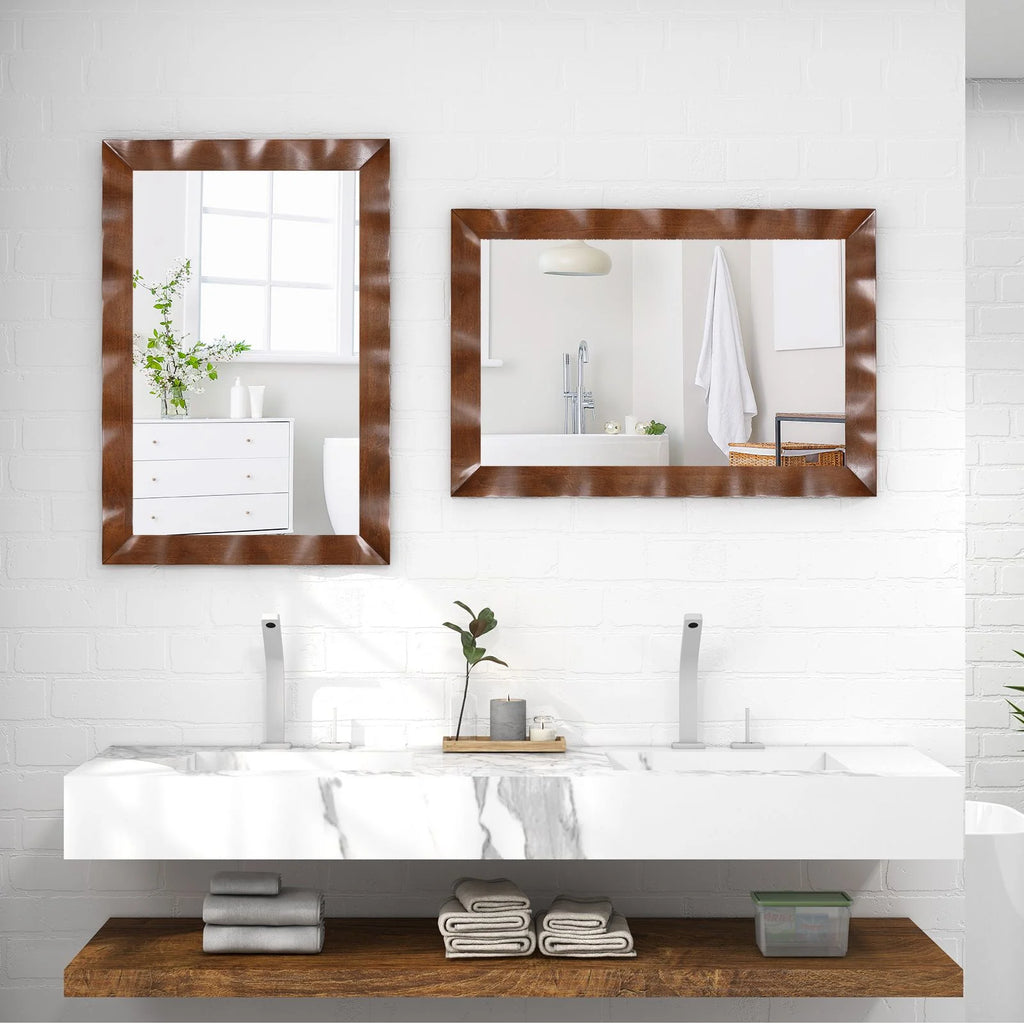 Farmhouse Wall Mirror Rubber Wood Rustic Style Wall Mirror