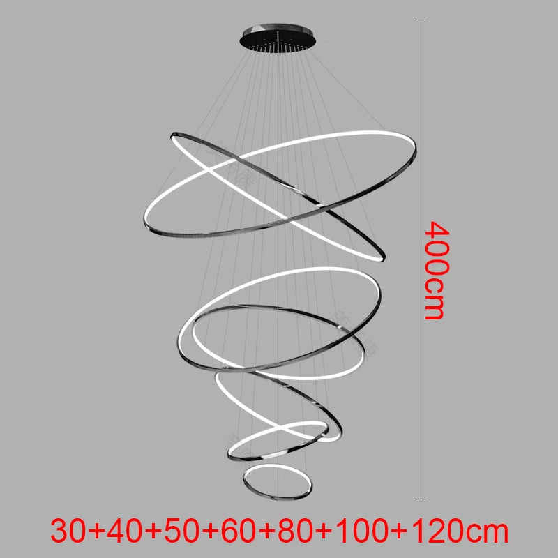 Living Room Decoration Pendant Lights Modern Dining Room Lamps for Living Room Smart Ring Lamp Stair Lamp
