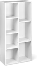 Bookcase with 7 Compartments, Office Shelf, Bookshelf, Living Room, Bedroom, Cube, White 50 X 24 X 106 Cm | Living Room