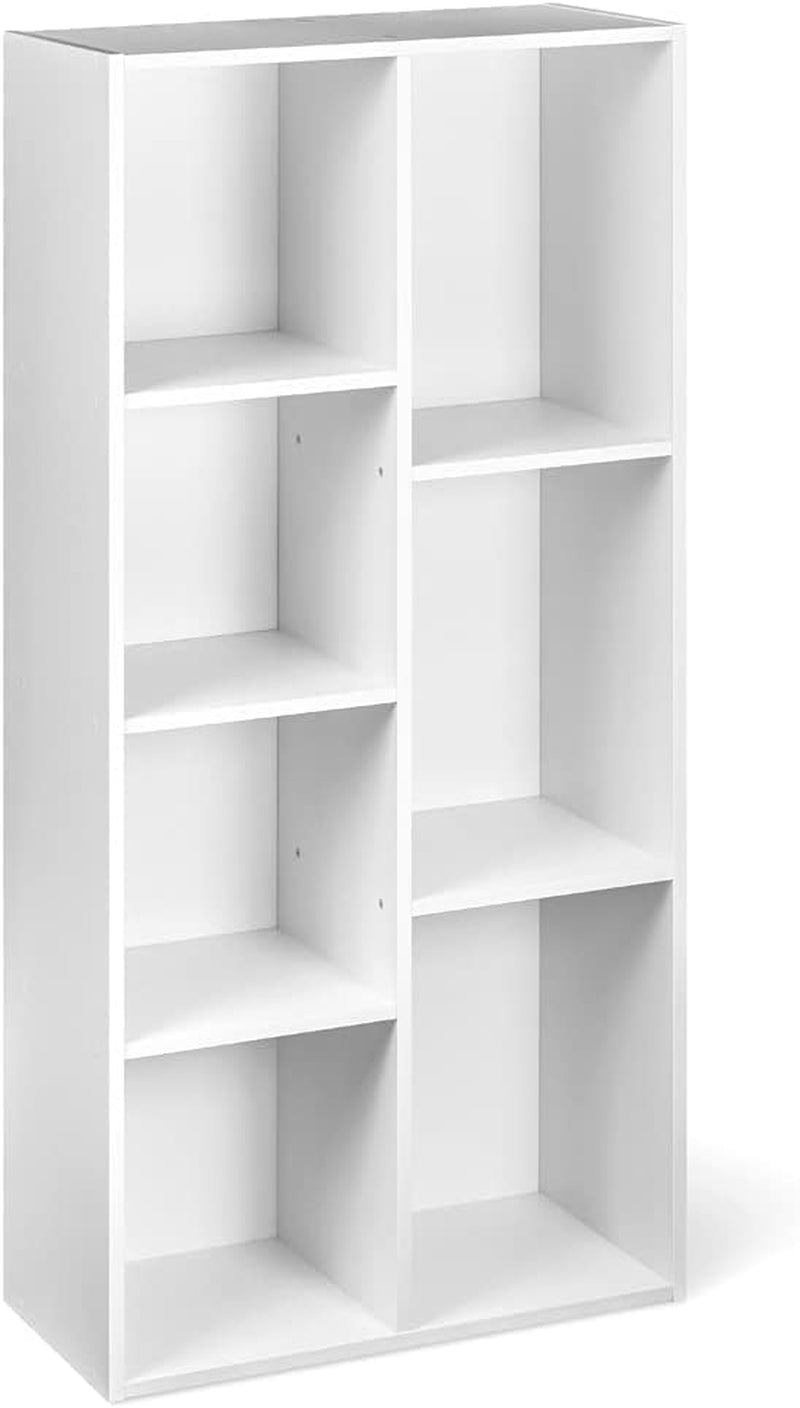 Bookcase with 7 Compartments, Office Shelf, Bookshelf, Living Room, Bedroom, Cube, White 50 X 24 X 106 Cm | Living Room