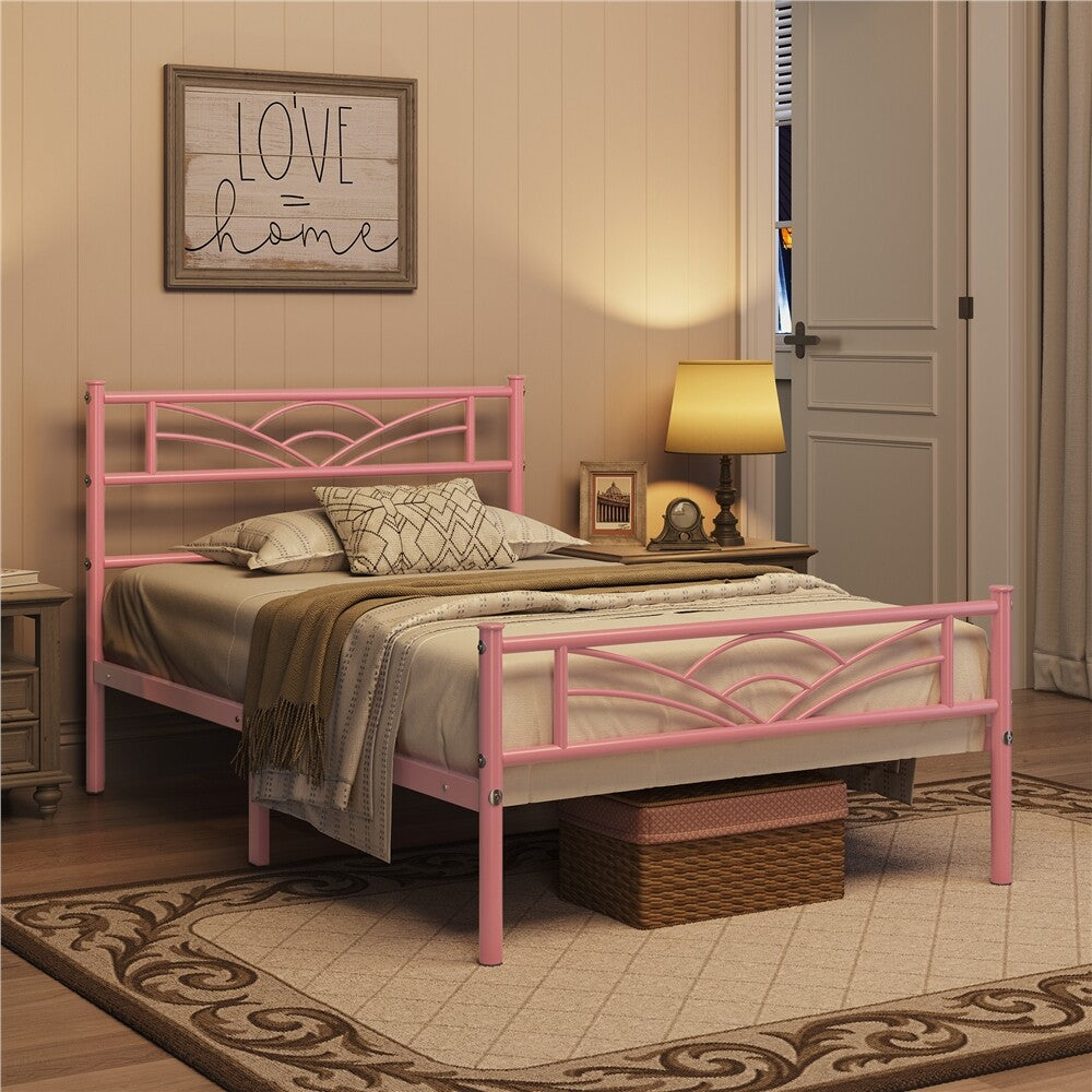 3Ft Single Bed Frame Mattress Foundation Metal Iron Bed with Under-Bed Storage