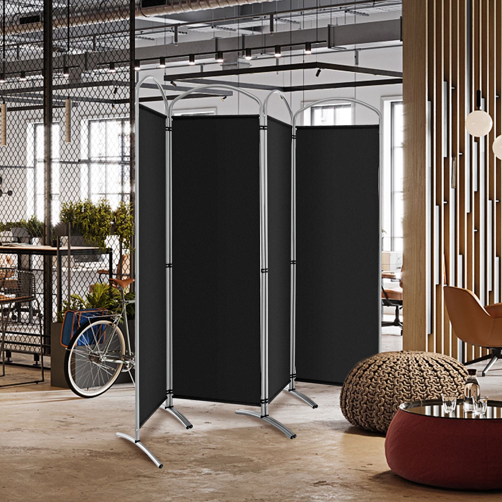 4 Panel Freestanding Folding Room Divider for Living Room Office