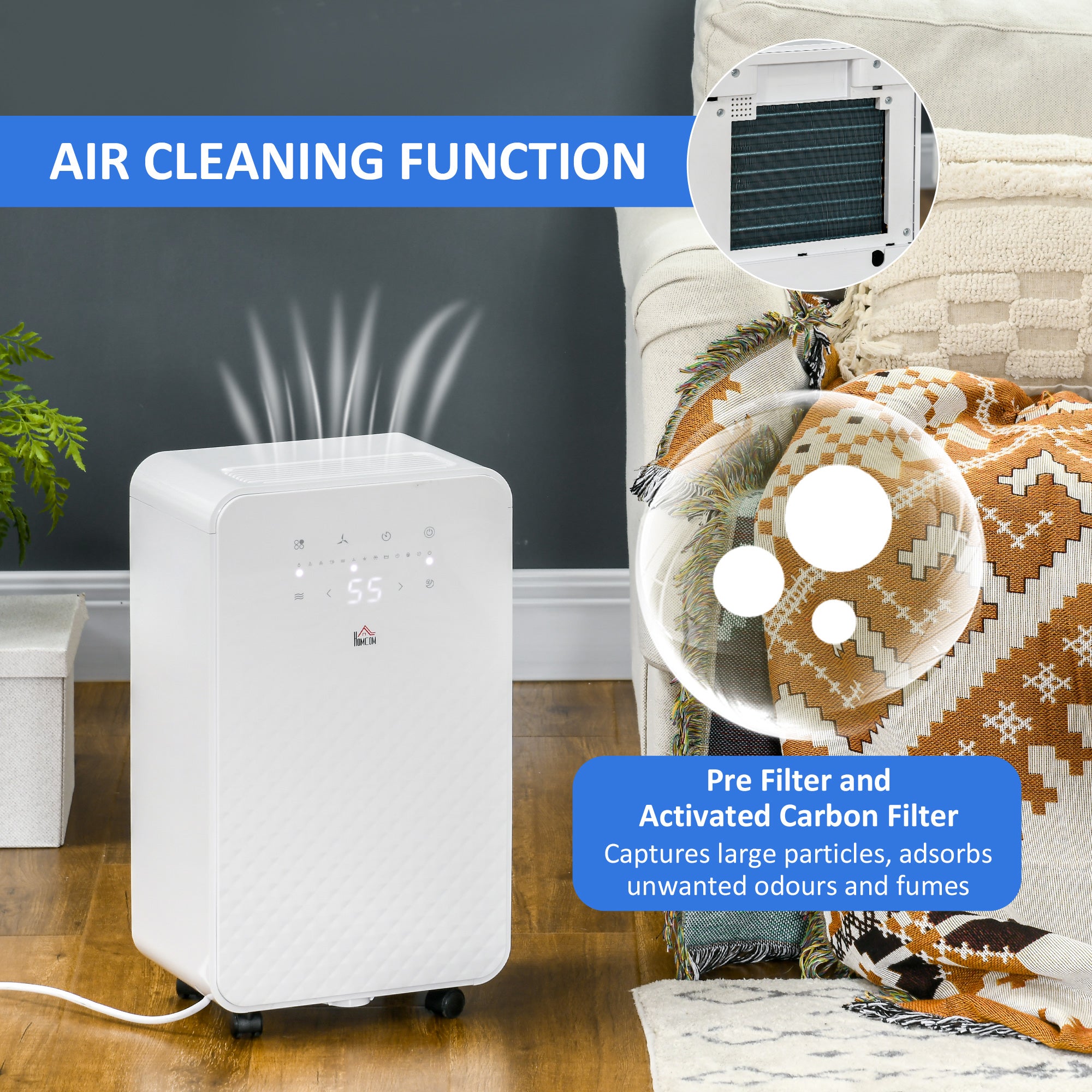 2L Dehumidifier and Air Filter, 24H Timer for Home Laundry Basement