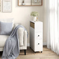 Slim Bathroom Storage Cabinet Movable with 2 Drawers and Baskets
