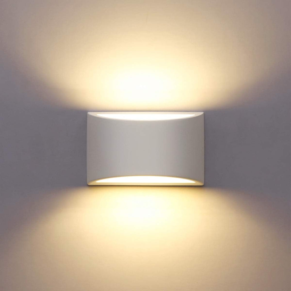 LED Wall Lights Indoor Modern White Plaster Wall Wash Lights 7W Warm White LED Sconce up and down Wall Lamp for Living Room, Bedroom, Hallway (G9 LED Bulb Include)