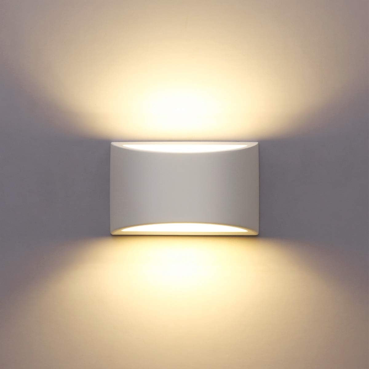 LED Wall Lights Indoor Modern White Plaster Wall Wash Lights 7W Warm White LED Sconce up and down Wall Lamp for Living Room, Bedroom, Hallway (G9 LED Bulb Include)