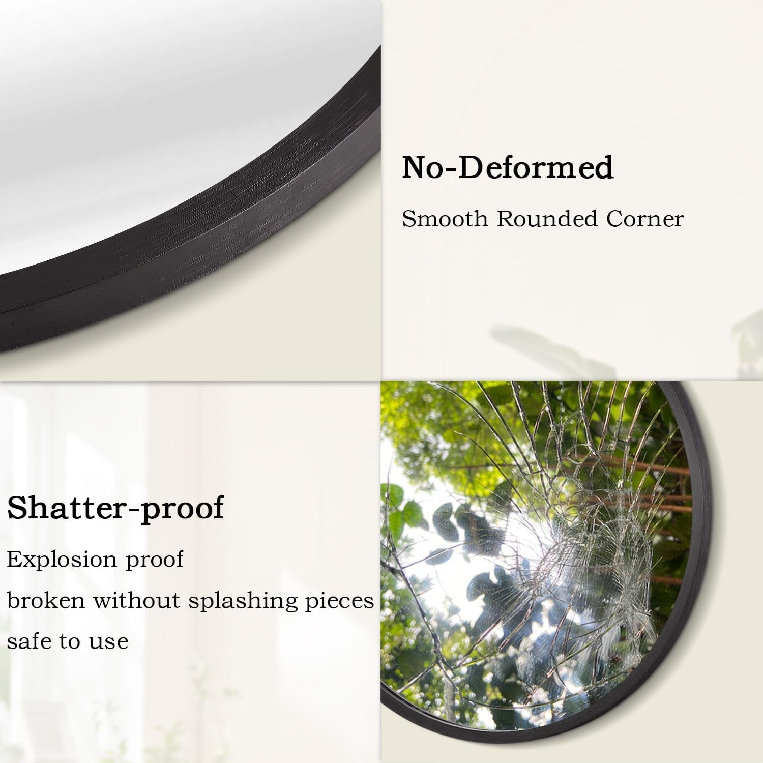 Black round Mirror for Wall Small for Bathroom Entryway Living Room Hallway Metal Framed Tempered Glass for Bedroom Entry Dining